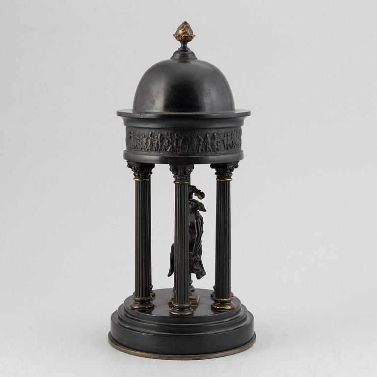 A stone and brass table decoration, late 19th century.