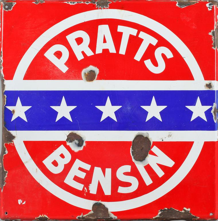 REKLAMSKYLT, emalj, omkring 1900-talets mitt.