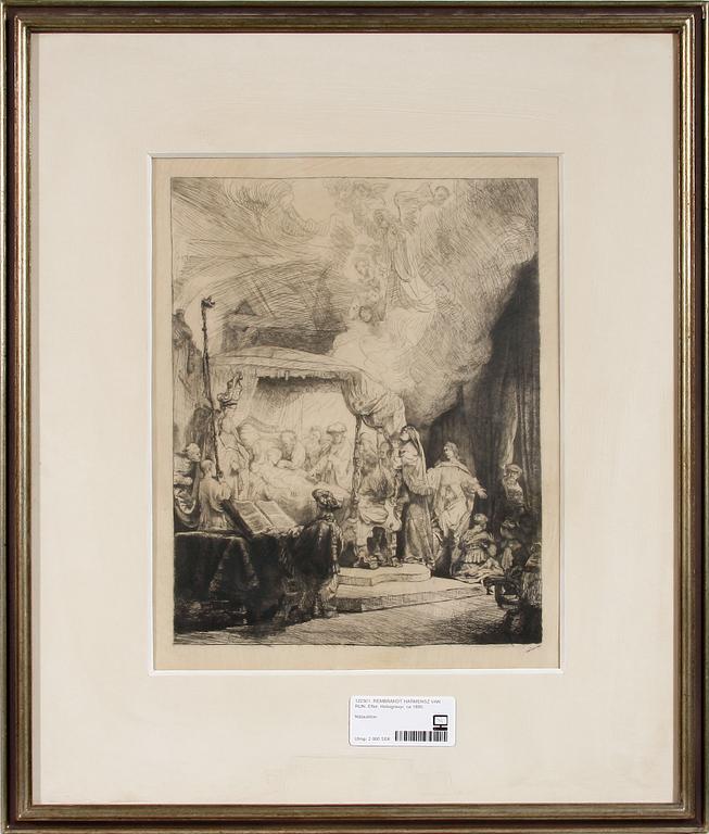 REMBRANDT HARMENSZ VAN RIJN (efter). Gravyr, ca 1890.