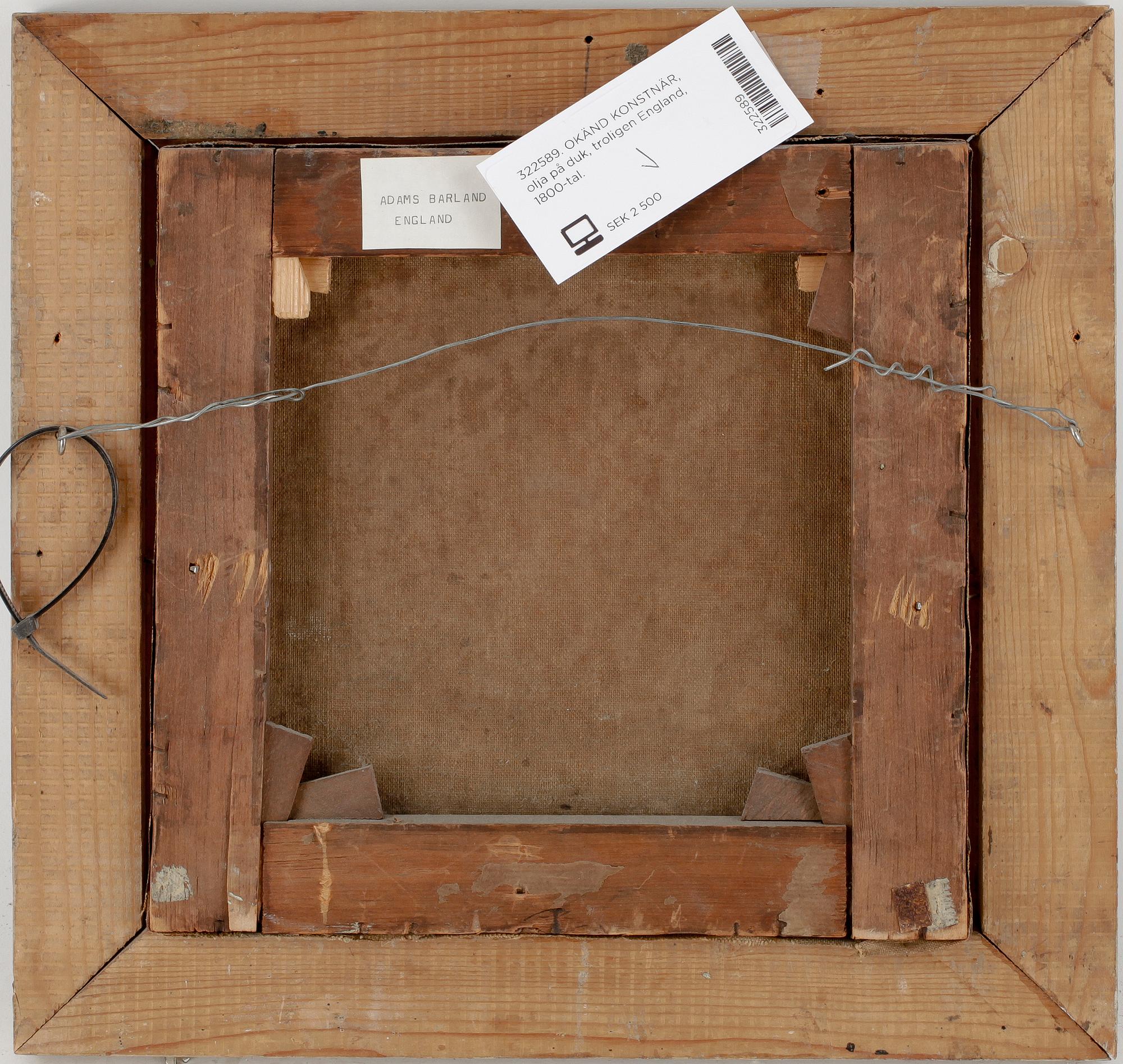 OKÄND KONSTNÄR, olja på duk, troligen England, 1800-tal.