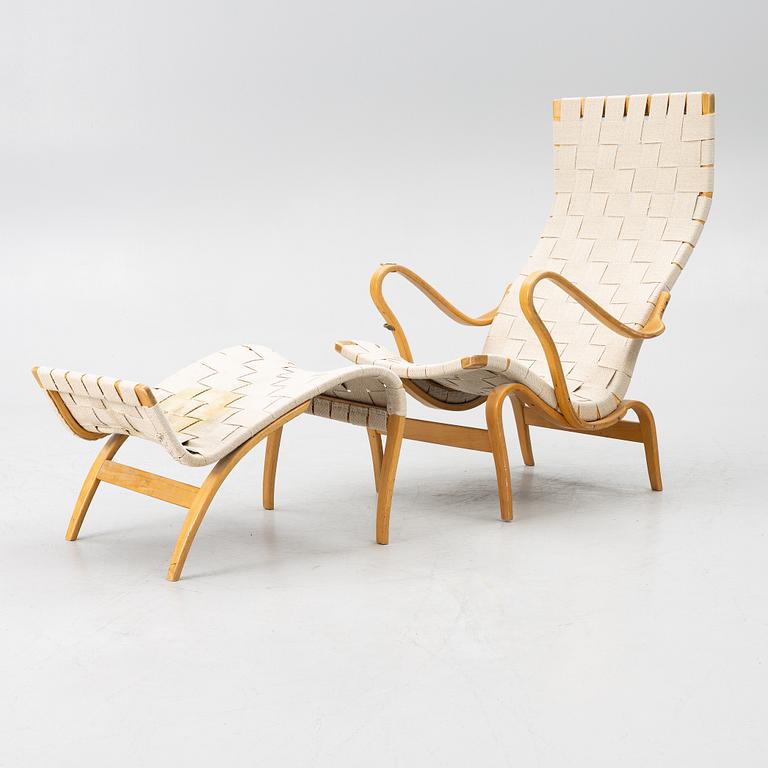 Bruno Mathsson, a 'Pernilla' armchair with ottoman, Firma Karl Mathsson, Värnamo.