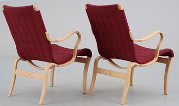 FÅTÖLJER, ett par, "Mina", Bruno Mathsson, Mathsson International Värnamo, 1900-talets slut.