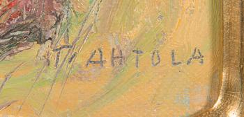 Taisto Ahtola, öljy levylle, signeerattu.