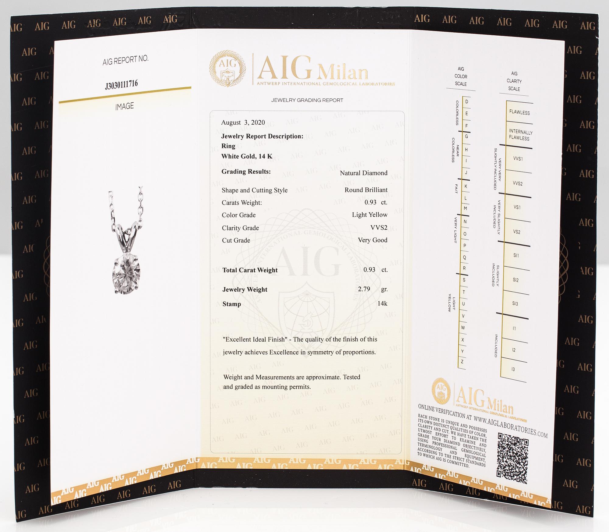 Kaulakoru, 14K valkokultaa, timantti n. 0.93 ct.