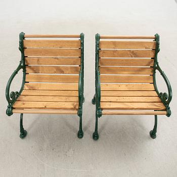 Garden armchairs, a pair, Norrahammar's Ironworks, 20th century.