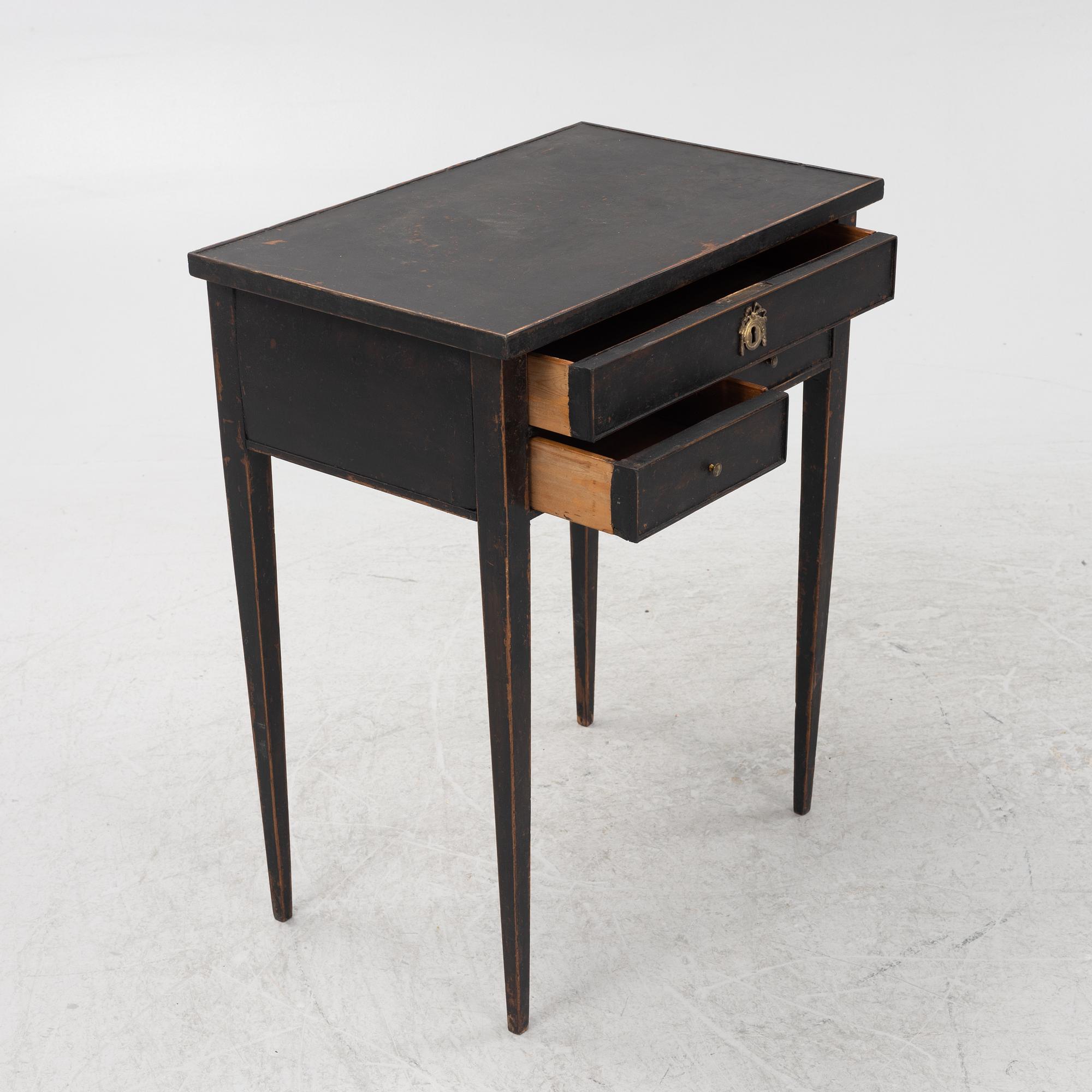 A painted Gustavian style side table, circa 1900.
