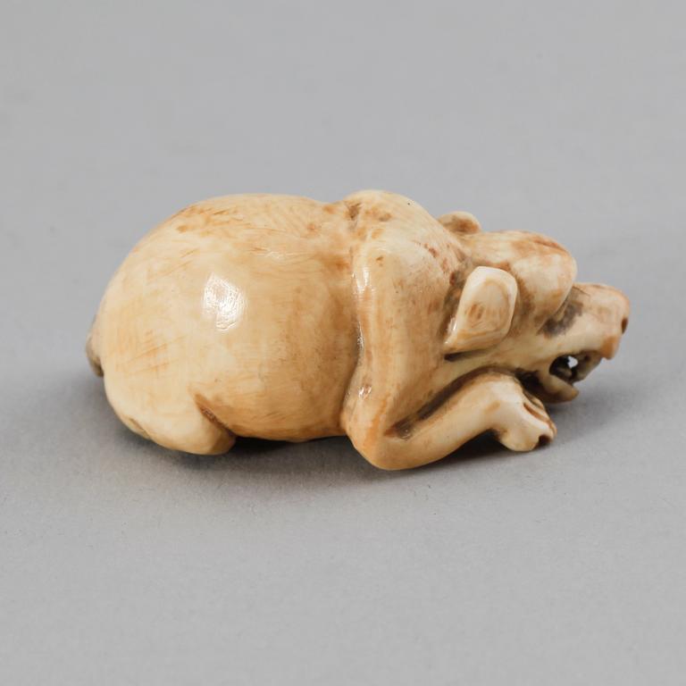 NETSUKE, ben, Japan. 1900-talets första hälft. Undertill otydl. märkt Yamakawa?.