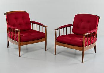 FÅTÖLJER, ett par, "Skrindan", Kerstin Hörlin-Holmquist, 1900-talets andra hälft.