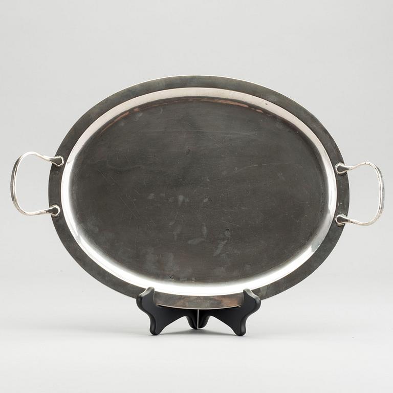 An 1810/20's Austrian-Hungarian silver tray, length 40 cm, weight ca 564 gr.