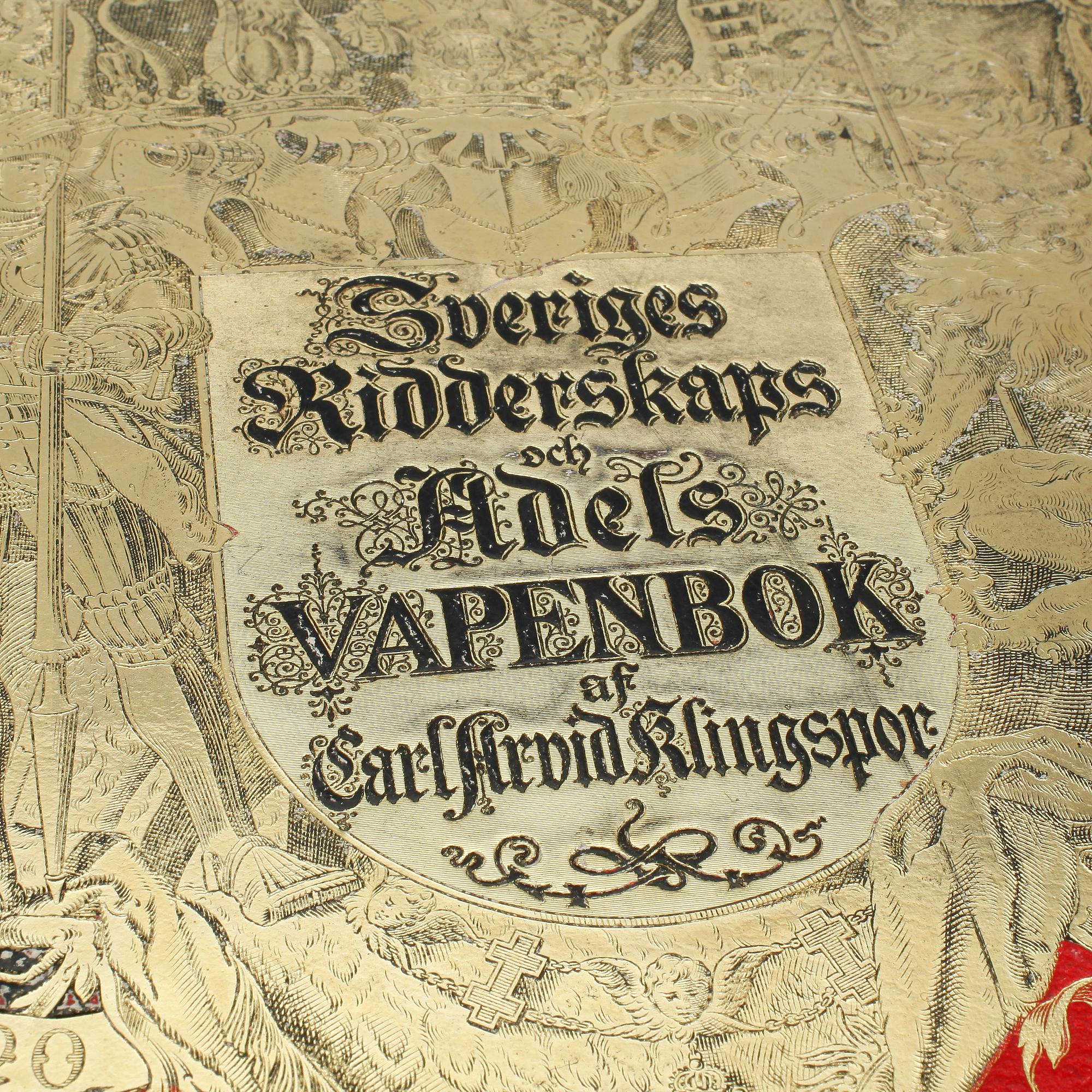 BOK, "Sveriges Ridderskaps och Adels vapenbok", Carl Arvid Klingspor, Centraltryckeriet Stockholm, sent 1800-tal.