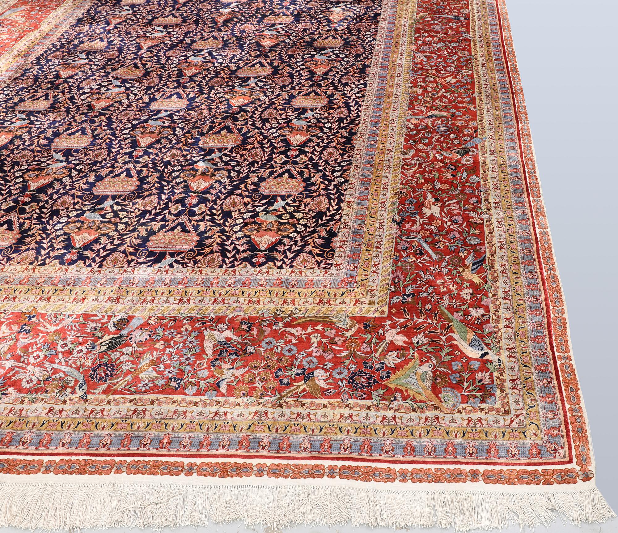 Carpet, Oriental silk, 373 x 274 cm.