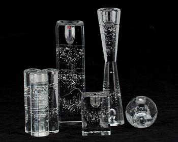 LJUSSTAKAR, 5 st, glas, "Arkipelago", Iittala, formgiven 1970-tal.