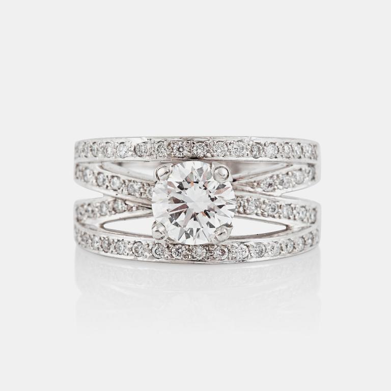 A diamond, circa 1.33 cts, quality circa G/VVS, ring.