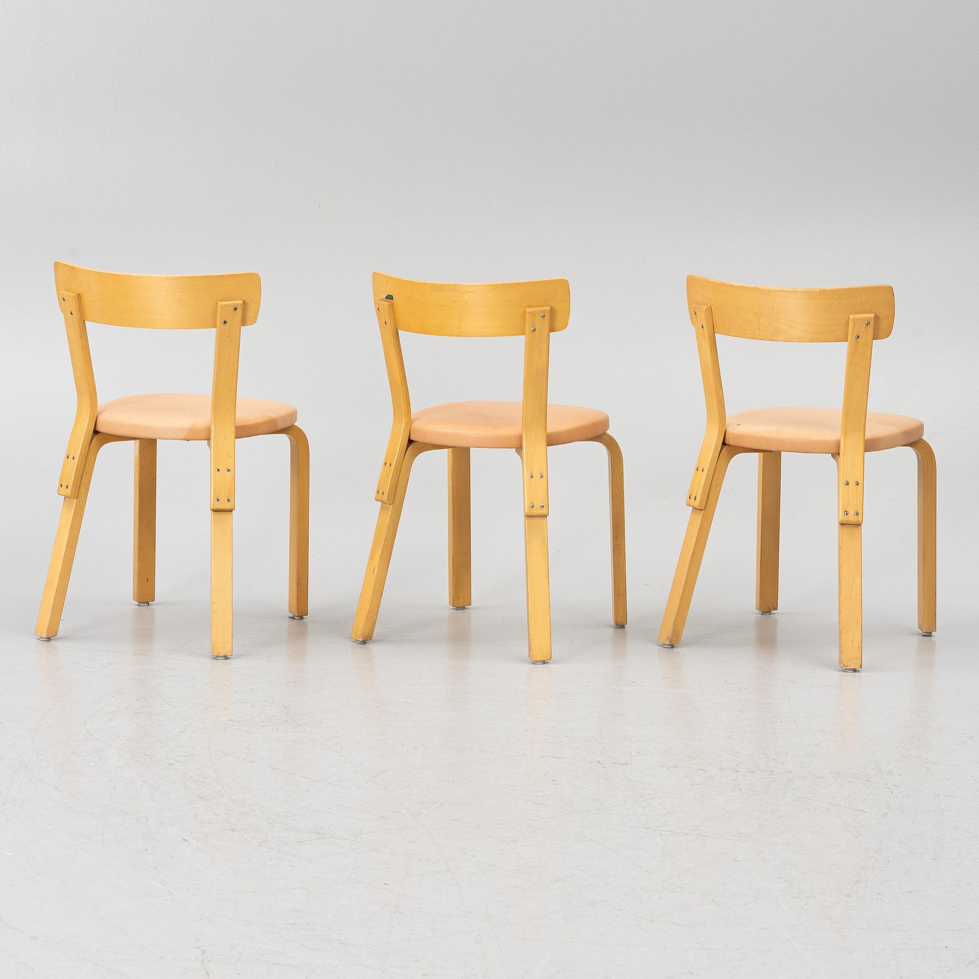 Alvar Aalto, a set of six chairs model 69, Artek, Finland, second half of the 20th century.