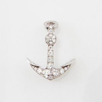 Brooch in the form of an anchor made of 18K white gold with diamonds.