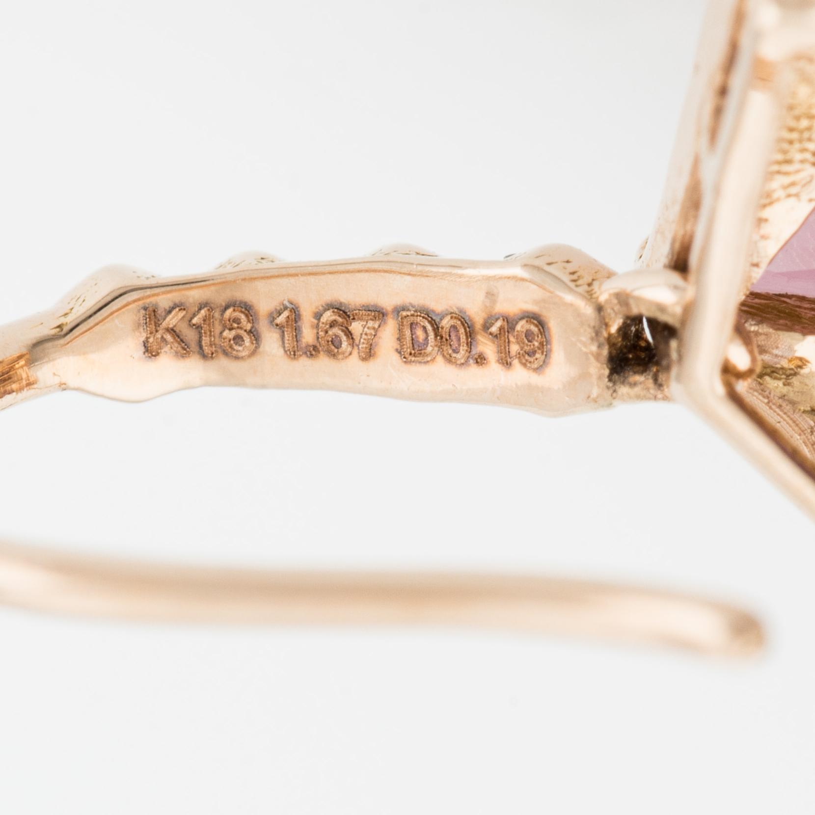 Earrings with amethysts, pink tourmalines, and brilliant-cut diamonds.