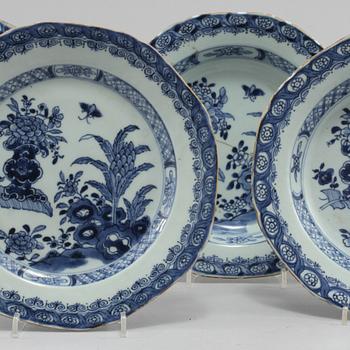 TALLRIKAR, 5 st, porslin, Kina, 1700/1800-tal.
