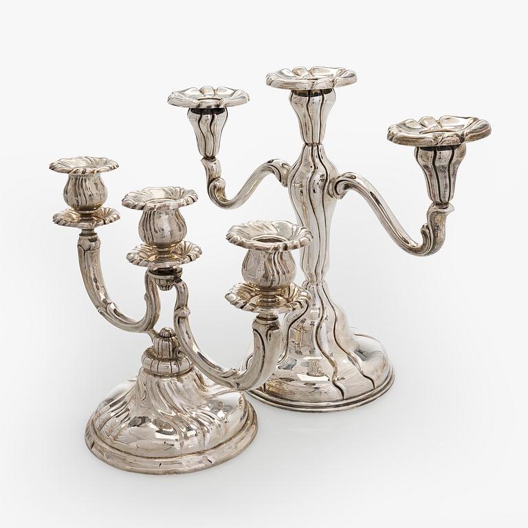 Two silver candelabra, Czechoslovakia, 1942-62.