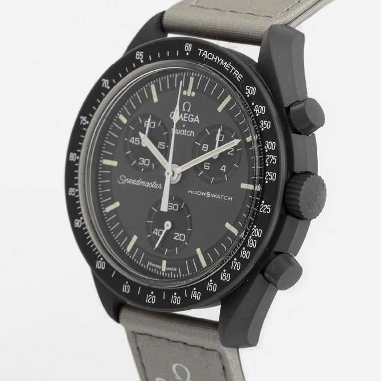 Swatch/Omega, MoonSwatch, Mission to Mercury, chronograph, wristwatch, 42 mm.