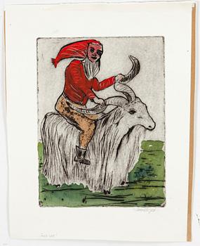 HANS WIGERT, mixed media on drypoint etching signed Hans Wigert.