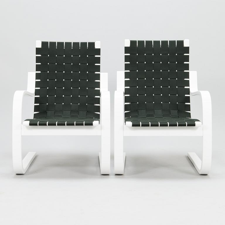 ALVAR AALTO, a pair of late 20th century '406' armchairs for Artek.