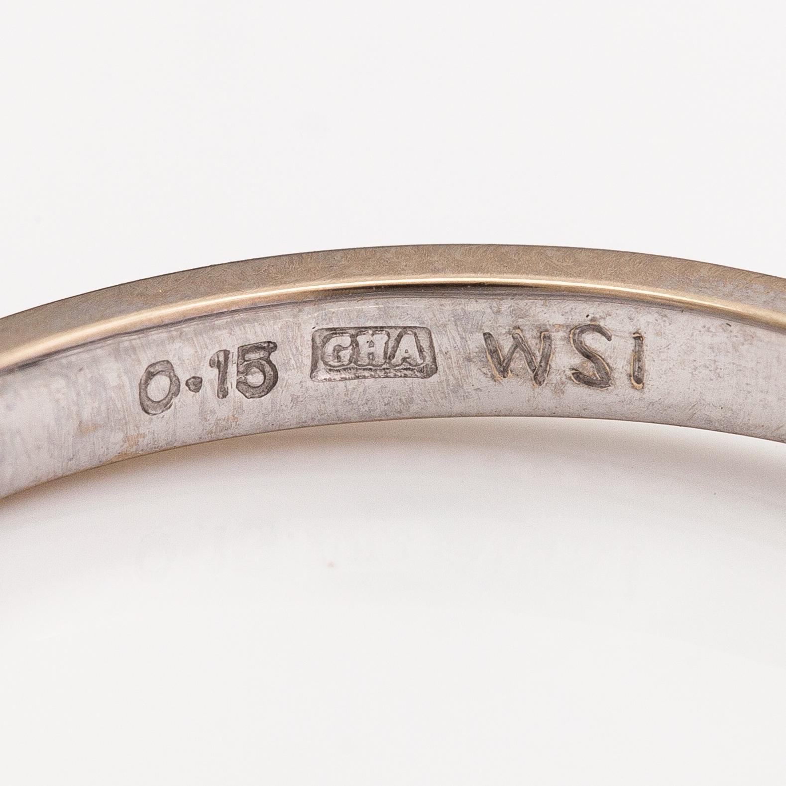 Ring, 18K vitguld, diamant ca 0.15 ct enligt gravyr.