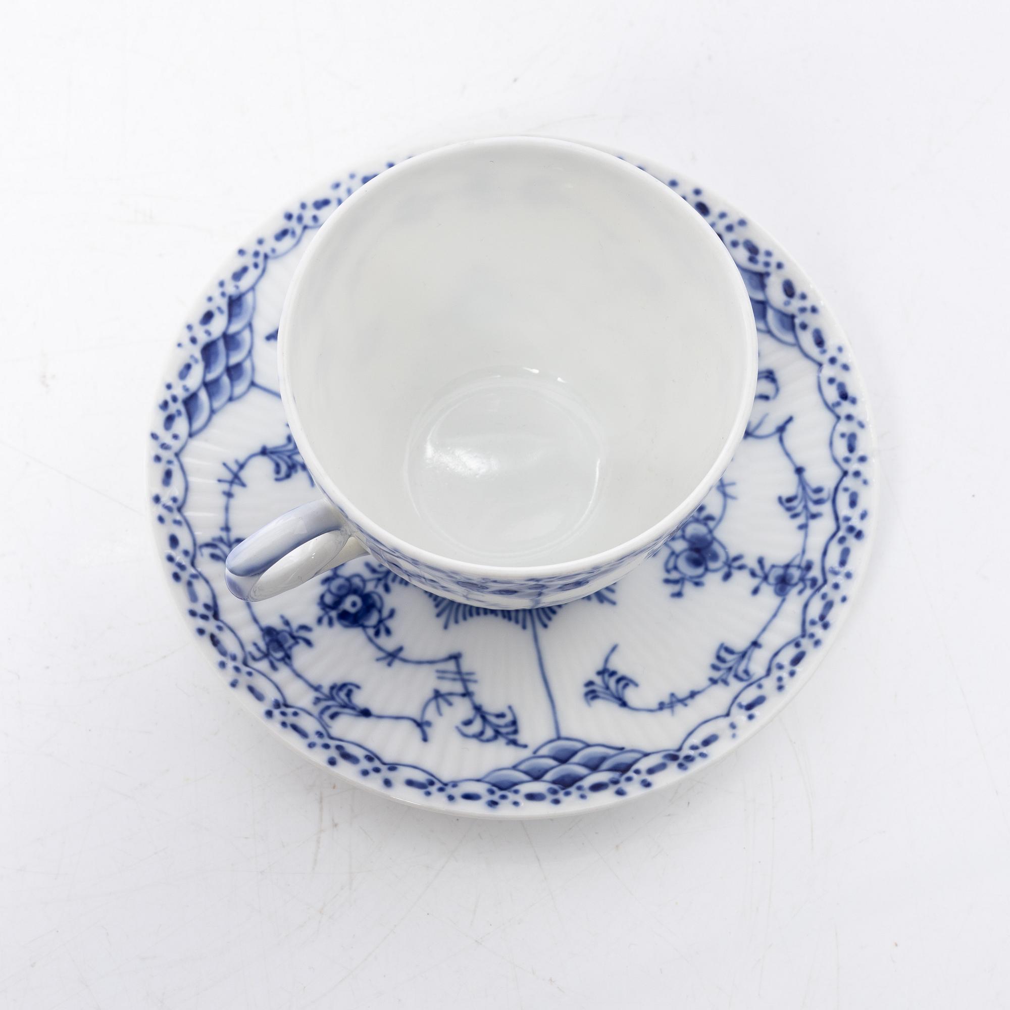 Kaffeservis, 8 delar, "Musselmalet helblonde", Royal Copenhagen, Danmark.