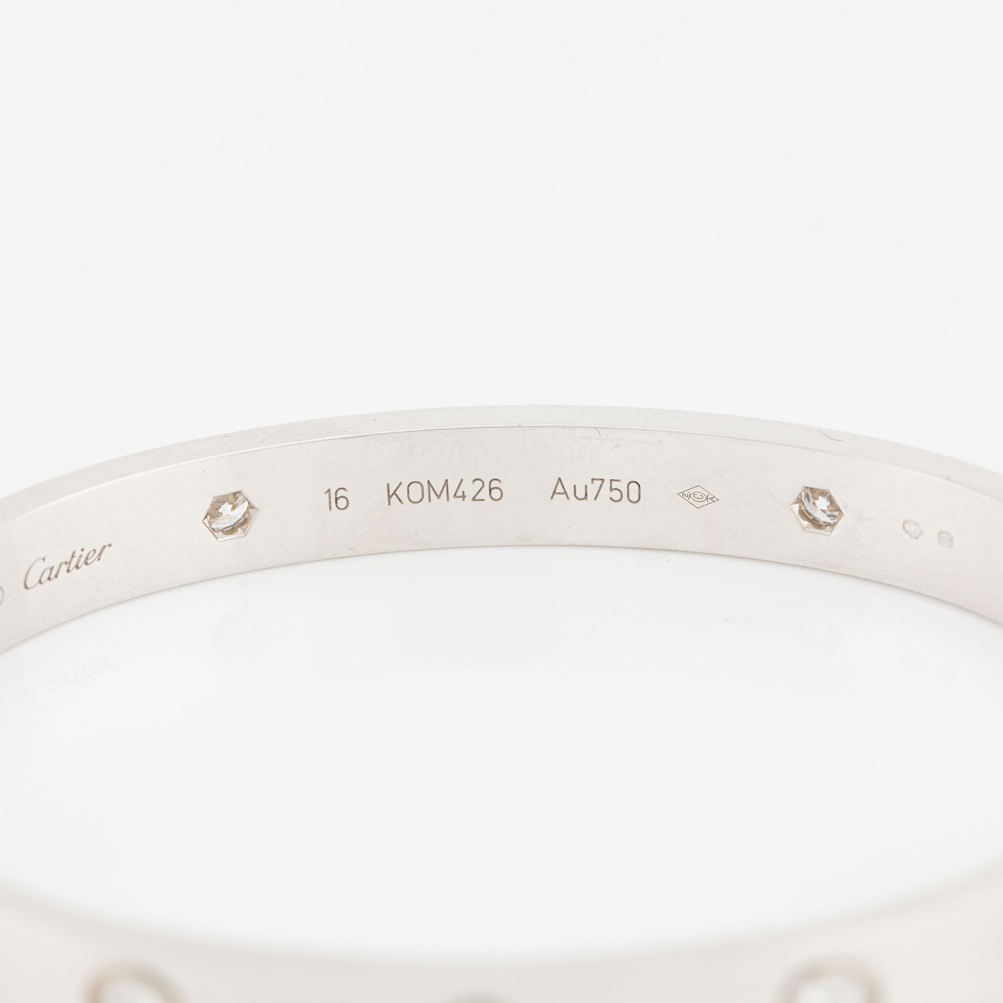 Cartier armband "Love" 18K vitguld med runda briljantslipade diamanter.