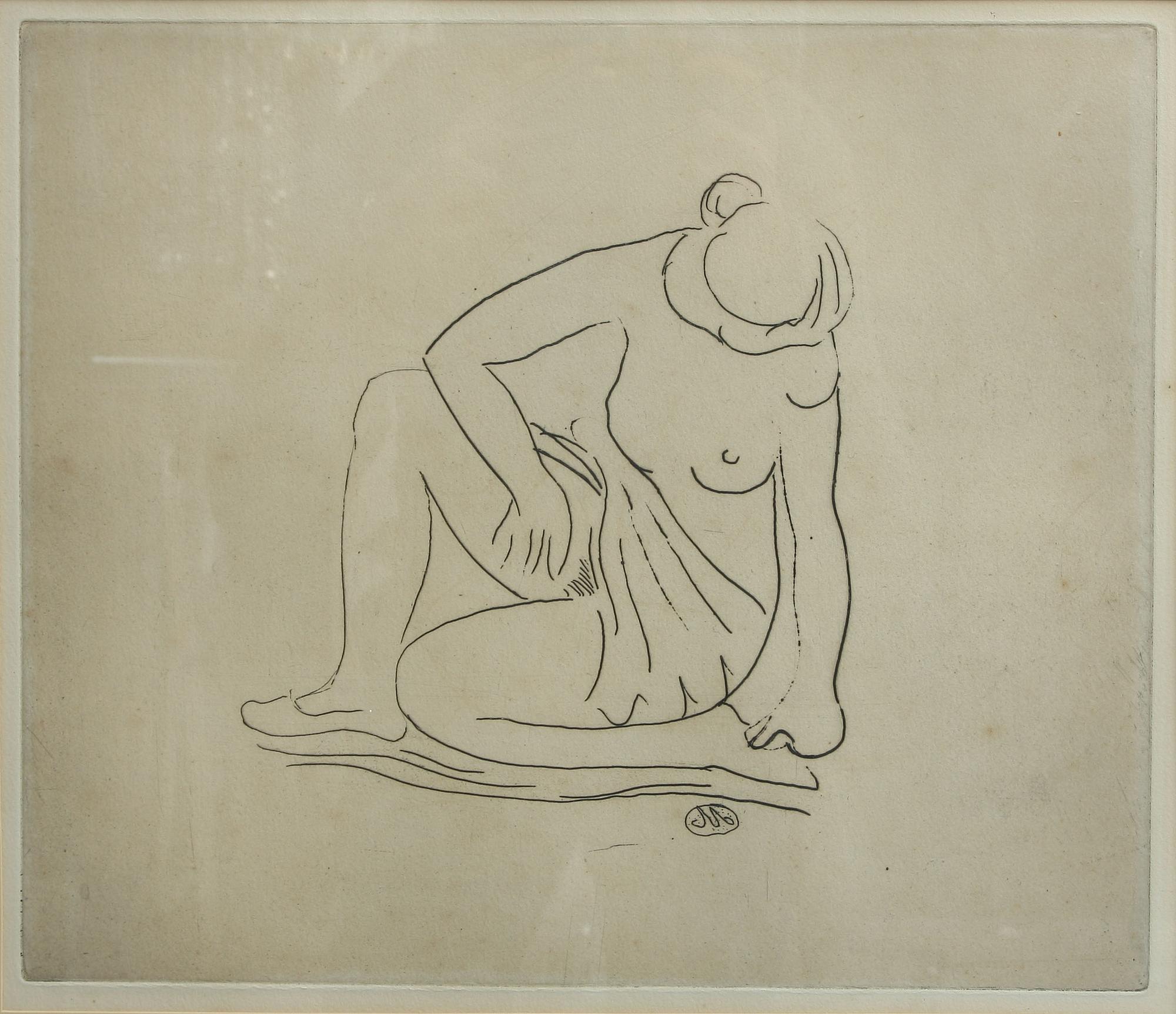 ARISTIDE MAILLOL, etsning, monogramsign i plåten.