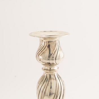Candelsticks, a pair, silver, probably Hugo Grün, Denmark, 20th century.