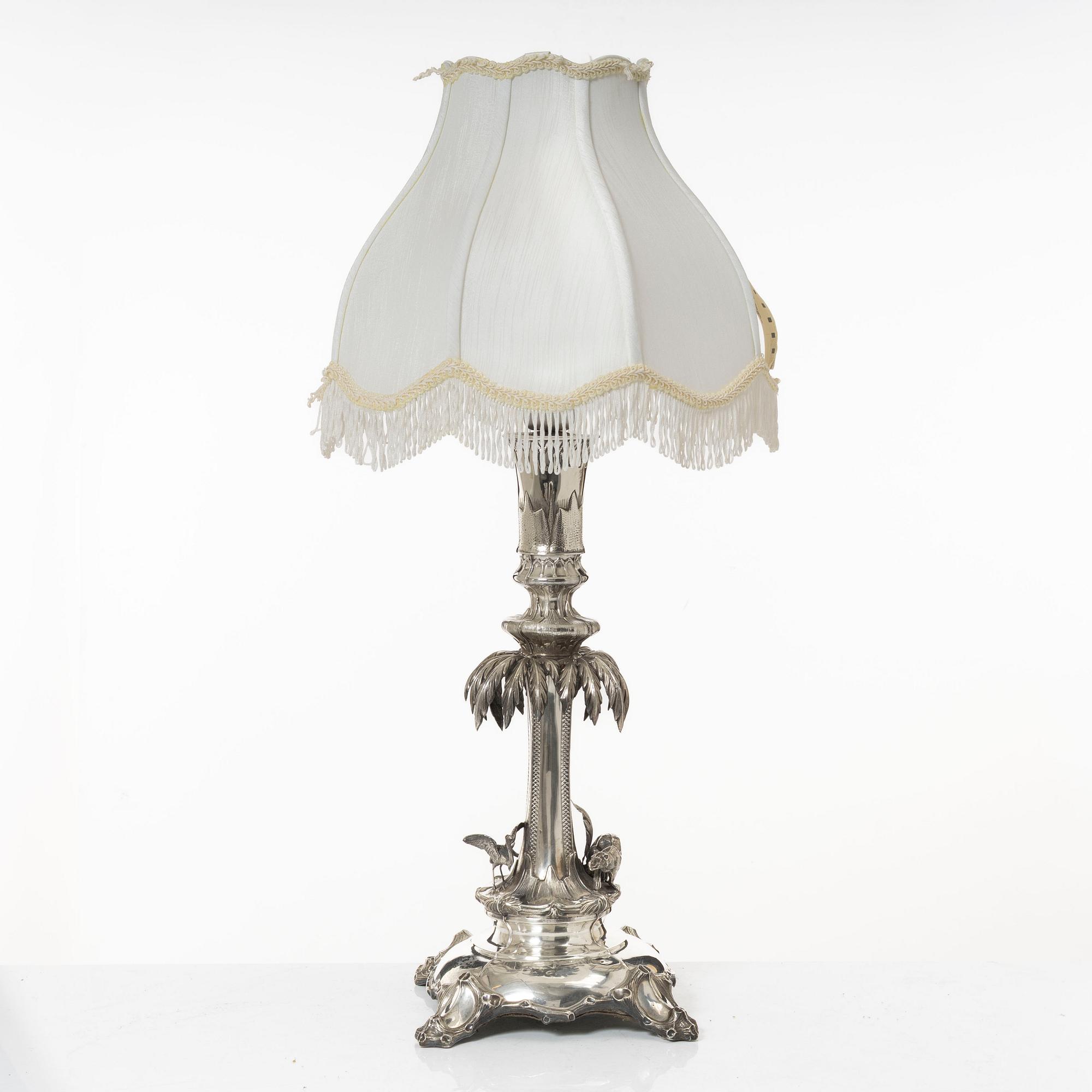 Gustaf Adolf Cedergren, bordslampa, silver, Stockholm 1886.