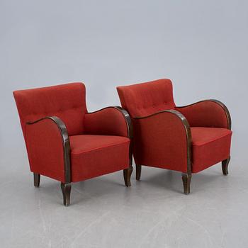 FÅTÖLJER, ett par, art deco, 1900-talets första hälft.