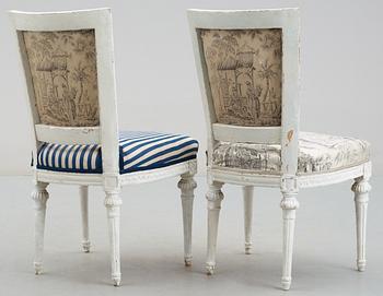 A pair of Gustavian late 18th century chairs.