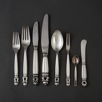 54 pieces of 'Konge' silver flatware by Johan Rohde for Georg Jensen, Denmark.