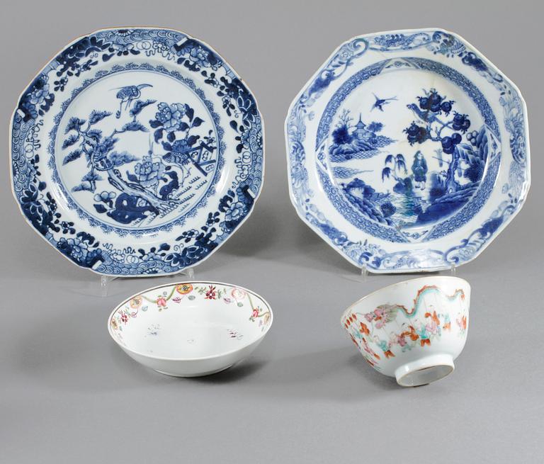PARTI PORSLIN, 8 delar, Kina, 1700, 1800 och 1900-tal.