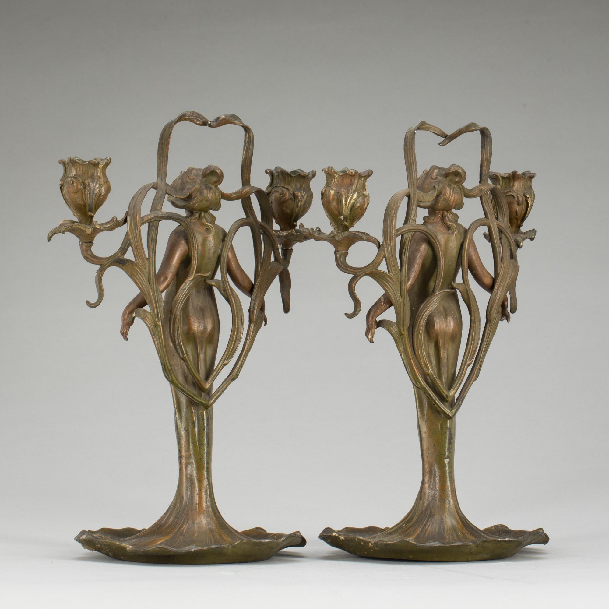 KANDELABRAR, ett par, Jugend.