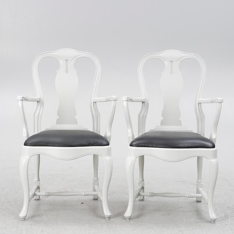 Karmstolar, ett par, rokokostil, Åmells Möbler, 2000-tal.