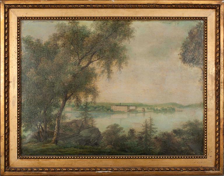 JOHAN FREDRIK JULIN, Tullgarns slott, akvarell på papper 1800-talets början.