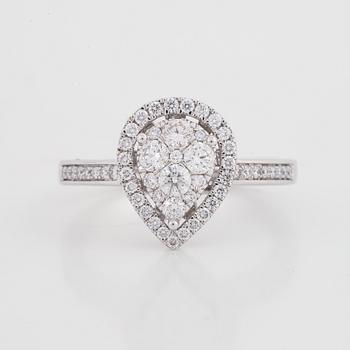 Drop shaped brilliant-cut diamond ring.
