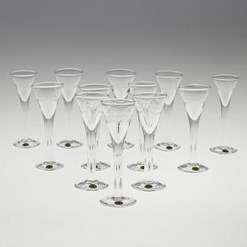 A set of twelve 'Antik' shot glasses by Reijmyre Glasbruk.