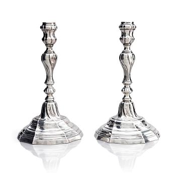 243. A pair of Belgian silver candlesticks, Ghent, Belgium, 1779.