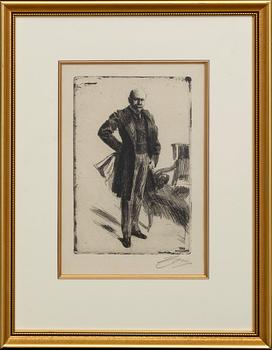 Anders Zorn, a signed etching from 1900.