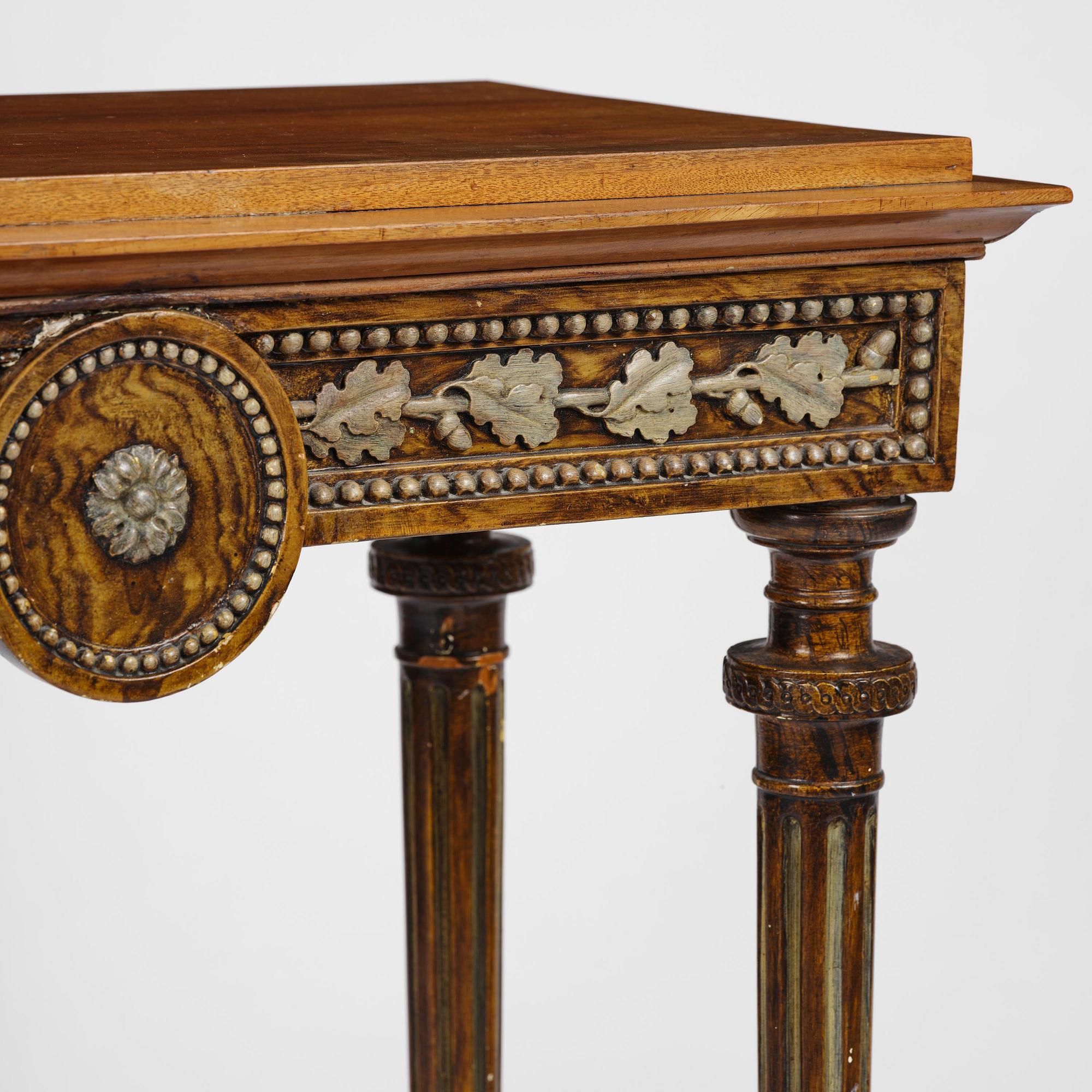 Konsolbord, tillskrivet Pehr Ljung (bildhuggare i Stockholm, kunglig hovbildhuggare 1788-1819), Sengustavianskt.