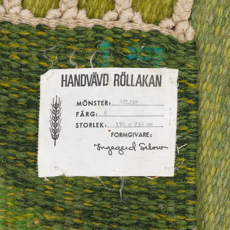 Ingegerd Silow, matta, "Siljan", rölakan, ca 230 x 170 cm, signerad IS.