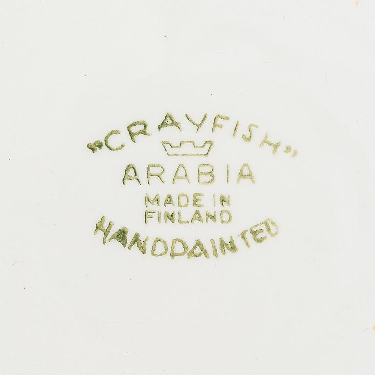Anja Juurikkala, lautasia, 6 kpl, posliinia, "Crayfish" Arabia. Tuotannossa 1953-1960.