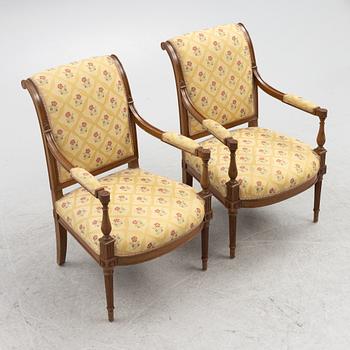 A pair of Directoire-style armchairs, 20th century.