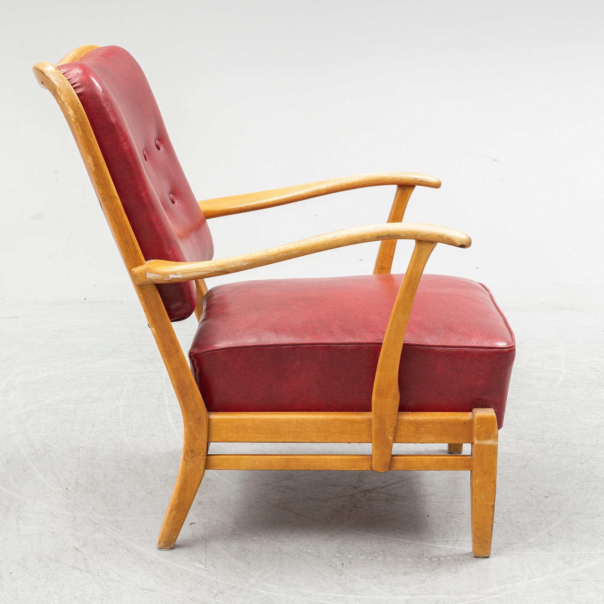 AXEL LARSSON, a Swedish Modern birch easy chair, åtölj, Swedish Modern, Svenska Möbelfabrikerna, Bodafors, 1940's.