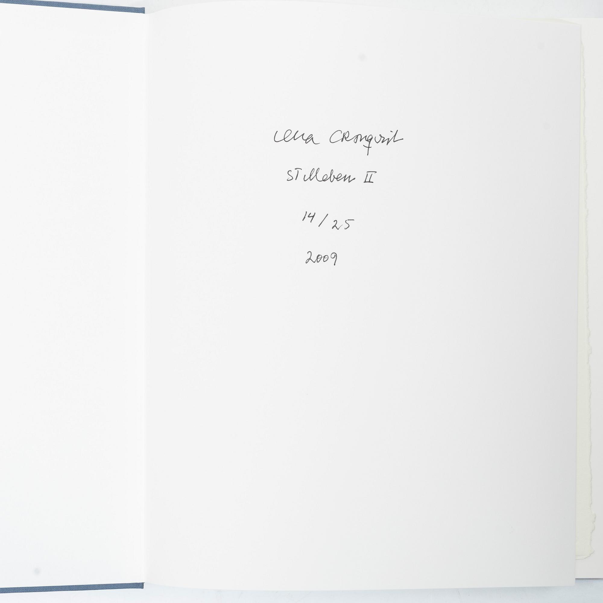 Lena Cronqvist, Catalogue raisonné, “Copper Plate Prints 1974–2009”, with “Stilleben II”, etching, signed and numbered 14/25.