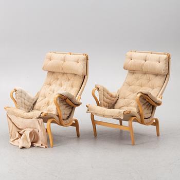 Bruno Mathsson, armchairs, a pair, "Pernilla", Dux, late 20th century.