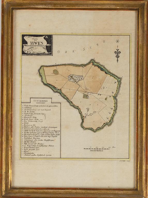 Frederik de Wit, a hand-coloured map of Denmark and Scania, ca 1680.